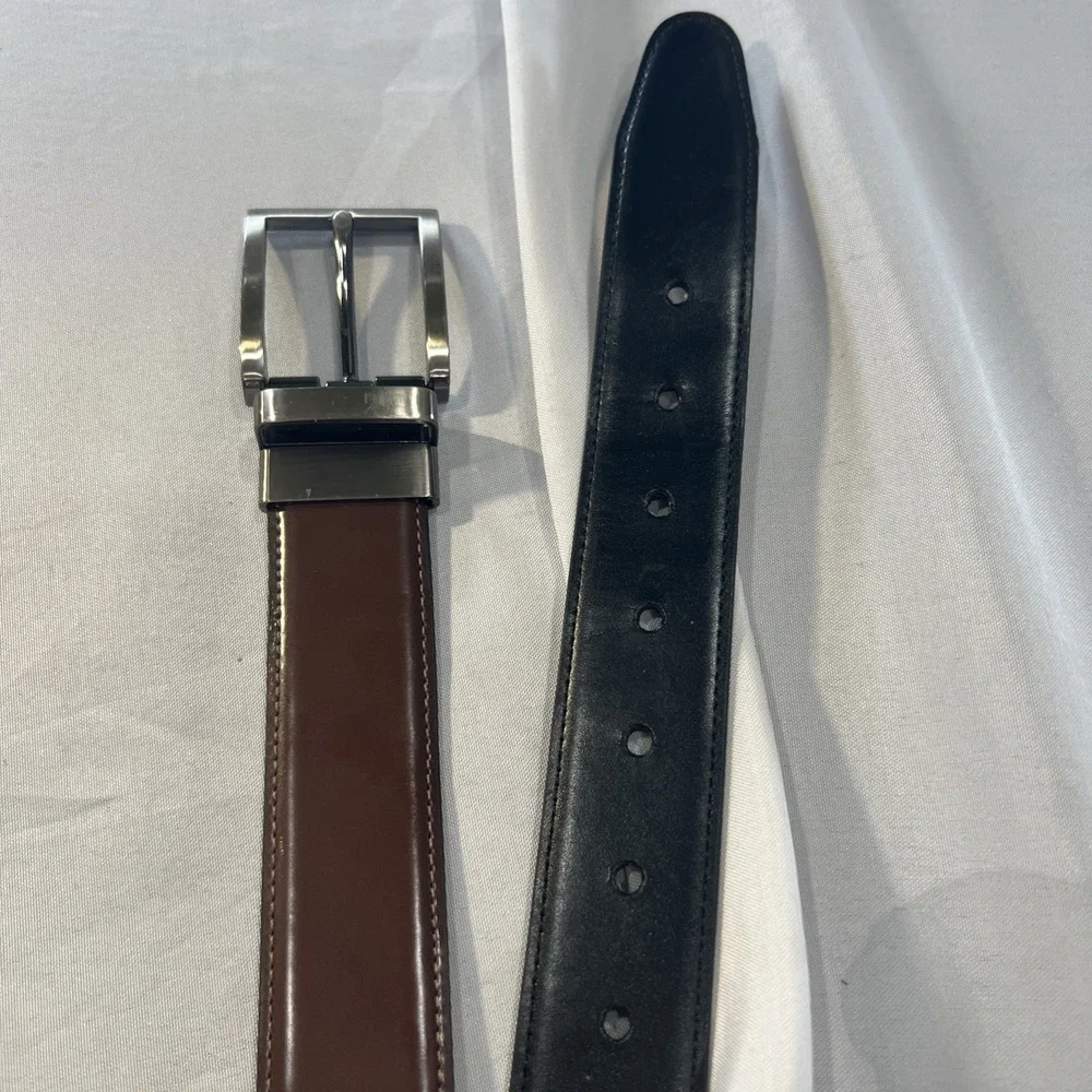 Mens Size 36 Black‎ or Brown Dress Leather Belt  Reversible 468